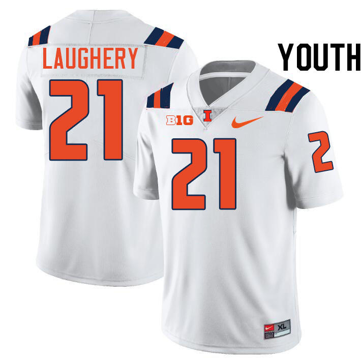 Youth #21 Aidan Laughery Illinois Fighting Illini College Football Jerseys Stitched-White